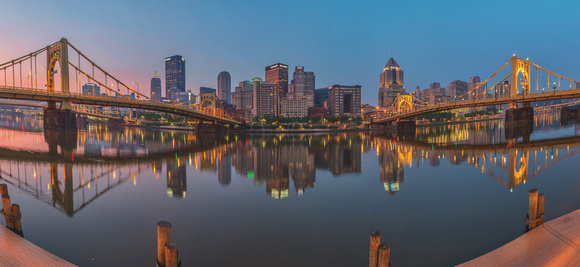Panorama of the sunrise on the North Shore of Pittsburgh