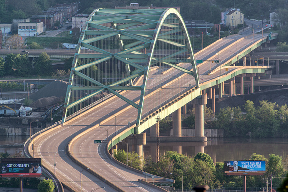 Birmingham Bridge in the South Side of Pittsburgh glows in the morning