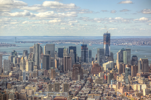 Lower Manhattan skyline and the Freedom Tower from the Empire State Building HDR