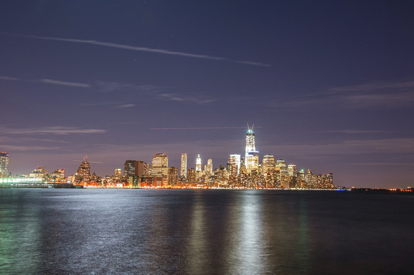 New World Trade Center at night from Hoboken