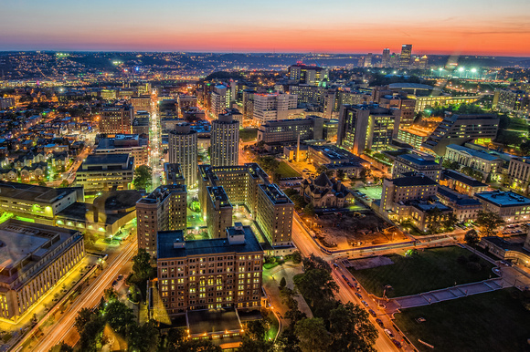 Oakland at night from the Cathedral of Learning HDR