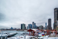 Chicago skyline from Navy Pier on a cold morning HDR