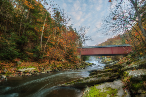 McConnells Mill covered bridge in the fall