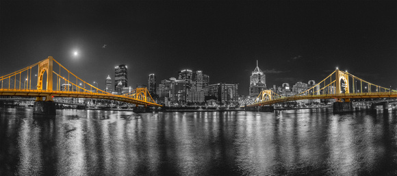 Panorama of the supermoon over the North Shore of Pittsburgh-Print