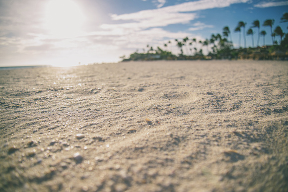 The sand glistens on the beach in Aruba