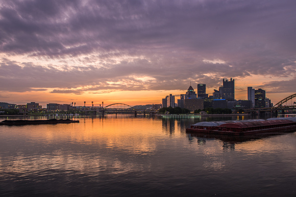 Purple skies over Pittsburgh at dawn