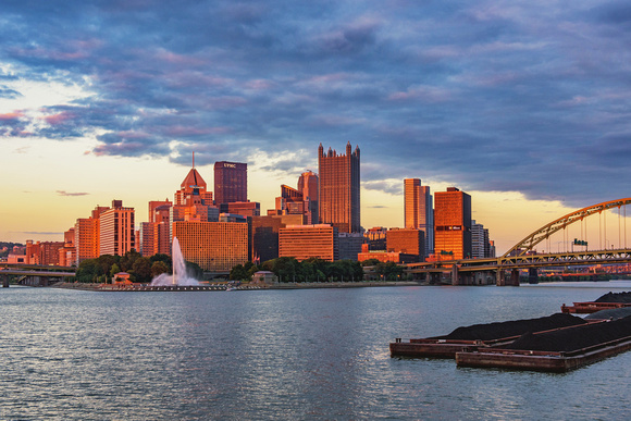 Pittsburgh glows gold at dusk