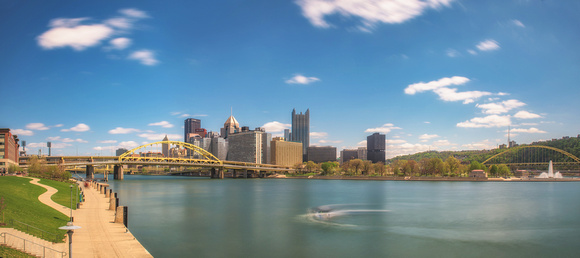 Panorama of Pittsburgh from the North Shore on a spring day