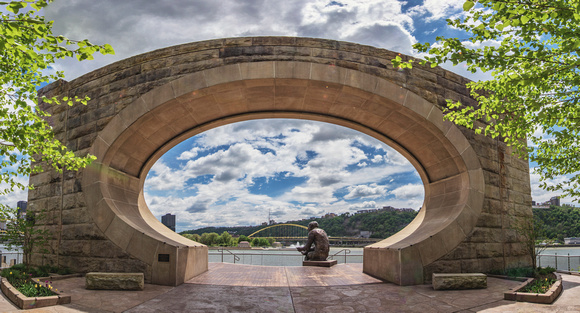 Panorama of the Mr. Rogers Statue on the North Shore of Pittsburgh - Print