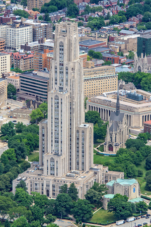 The Cathedral of Learning and Heinz Chapel from above