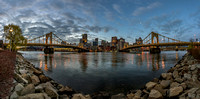 Panorama of the Pittsburgh skyline before dawn on the North Shore