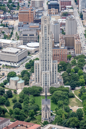 The Cathedral of Learning and Heinz Chapel from the air