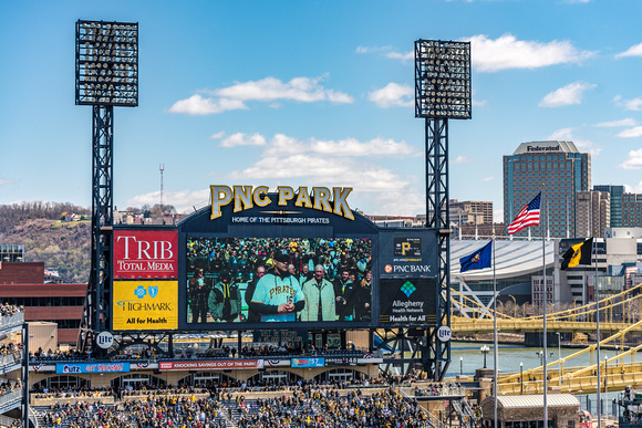 James Conner is honored on the Jumbrotron at PNC Park