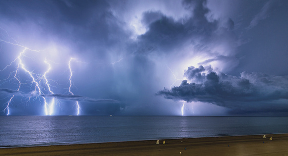 Lightning bolts batter the Atlantic Ocean in Ocean City, MD