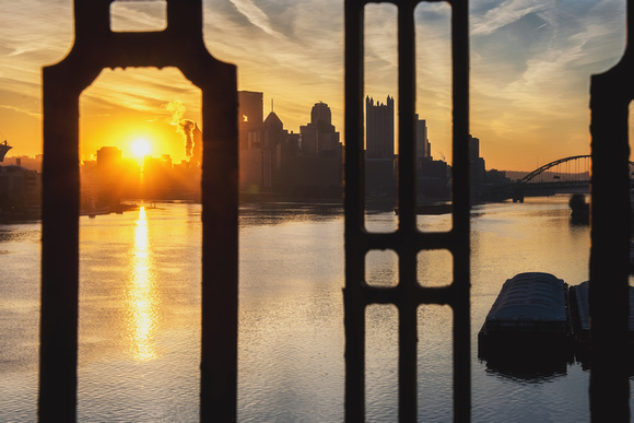 The West End Bridge frames a beautiful Pittsburgh sunrise