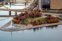 A long exposure of the fountain at Point State Park in Pittsburgh in the fall