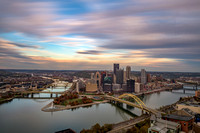 Fast moving clouds over Pittsburgh on a beautiful fall day