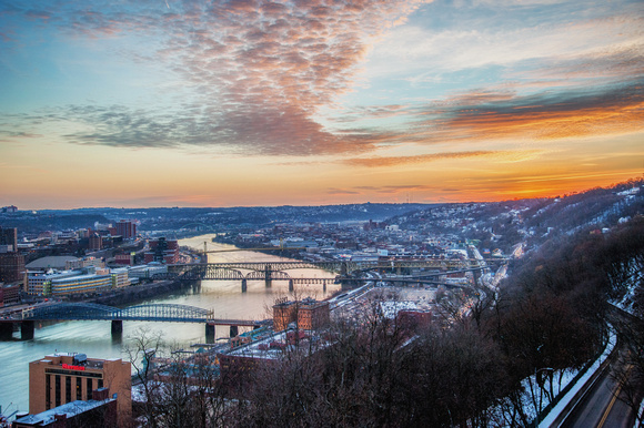 Before sunrise from Mt. Washington in Pittsburgh