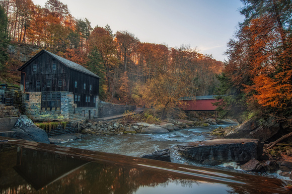 The Mill and covered bridge at McConnells Mill State Park HDR