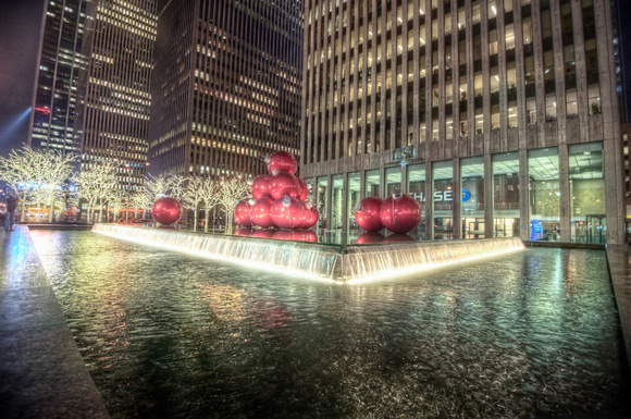 Christmas ornament sculpture in New York City HDR