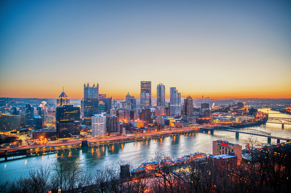 Morning sky glows over Pittsburgh HDR