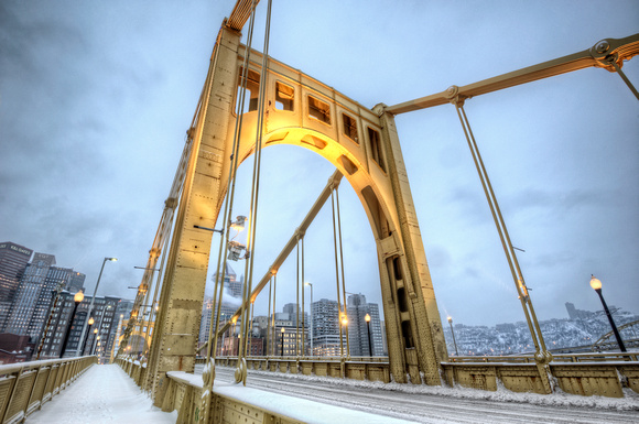 Roberto Clemente Bridge in the snow HDR