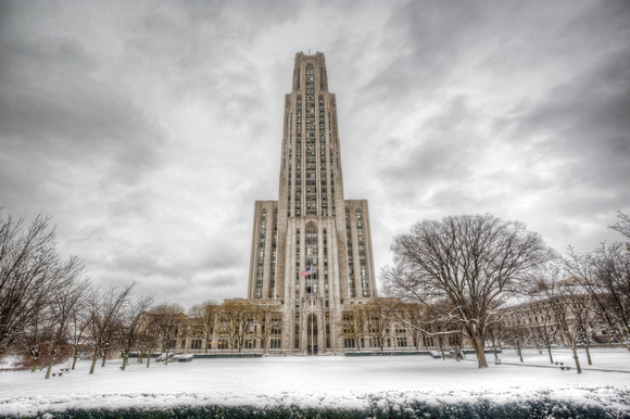 Cathedral of Learning in the snow HDR