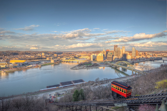 Duquesne Incline and Pittsburgh skyline HDR