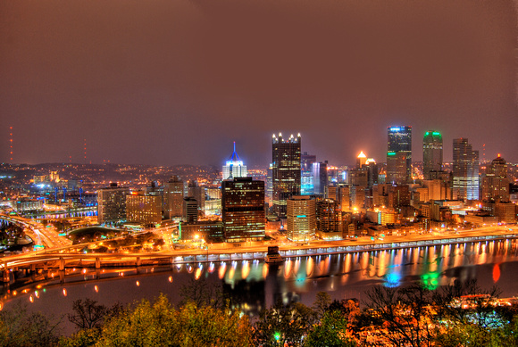 Pittsburgh skyline with reflections HDR