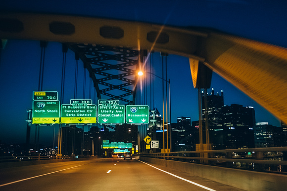 Ft. Pitt Bridge in Pittsburgh at night