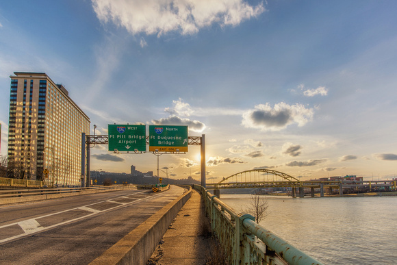 On ramp to 279 in Pittsburgh at dusk