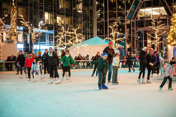 Skaters at the ice rink at PPG Place in Pittsburgh