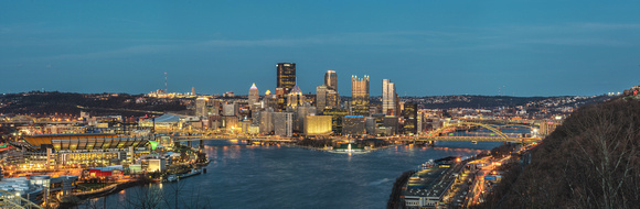 Panorama of Pittsurgh from the West End Overlook at dusk