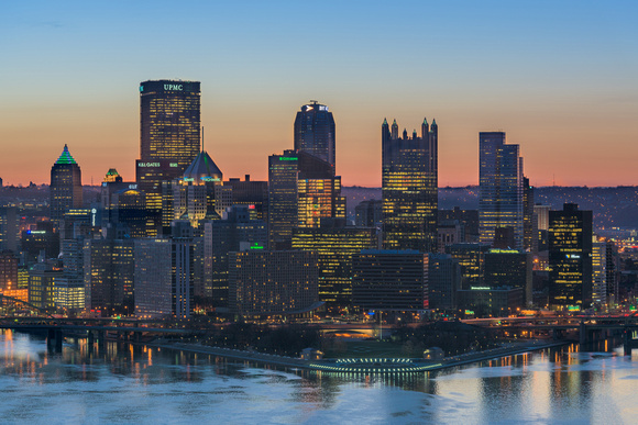 A soft sunrise in Pittsburgh from the West End