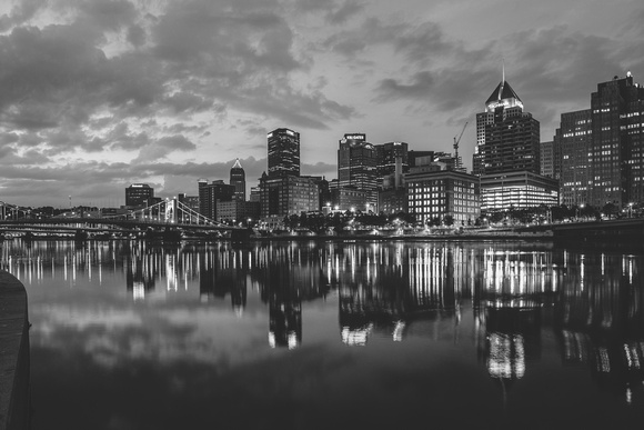 The Pittsburgh skyline in B&W from the North Shore