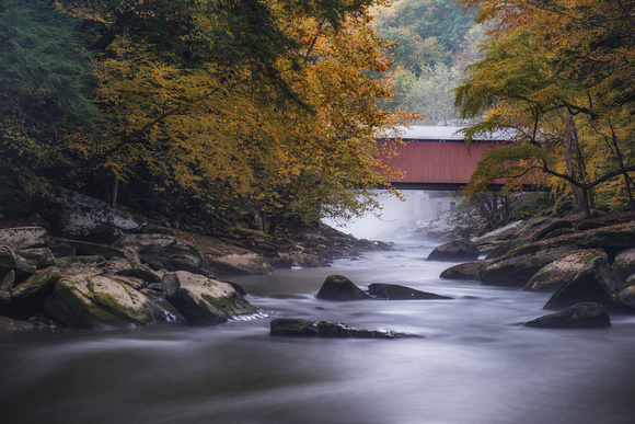 Long exposure of the covered bridge at McConnells Mill State Park