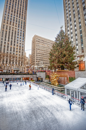 Ice skating rink at Rockefeller Center HDR
