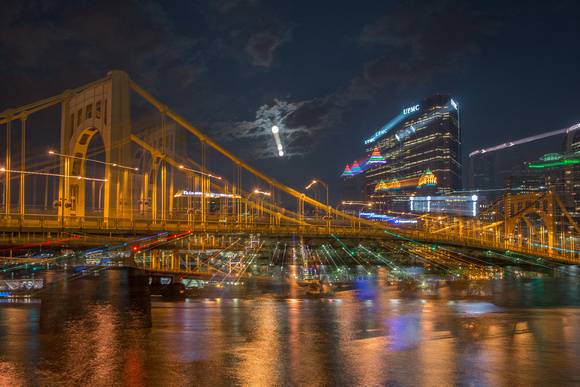 Zoomed Pittsburgh and the supermoon