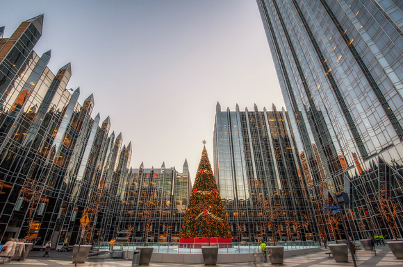 The Christmas tree at PPG Place in Pittsburgh