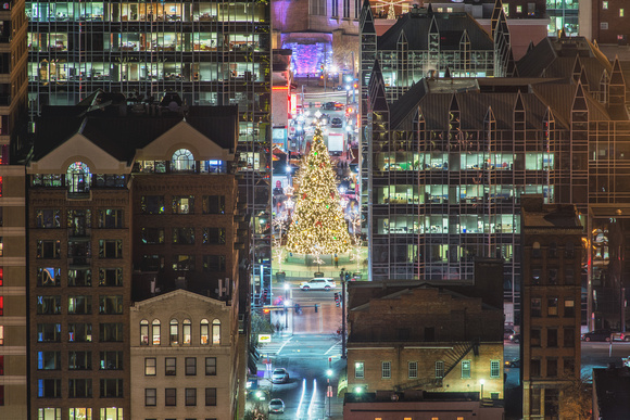 The tree at PPG Place from Mt. Washington during Light Up NIght 2014 in Pittsburgh
