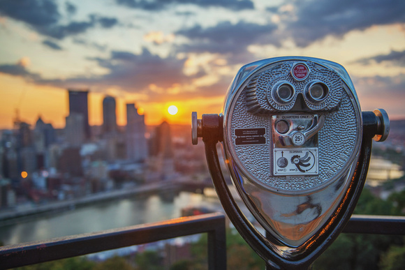 Viewfinder on Mt. Washington during a Pittsburgh sunrise