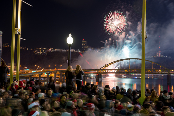 Light Up Night fireworks in Pittsburgh from the Clemente Bridge