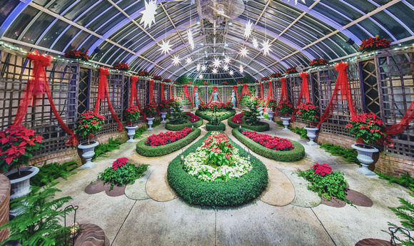 Panorama of the Poinsetta Room at Phipps Conservatory