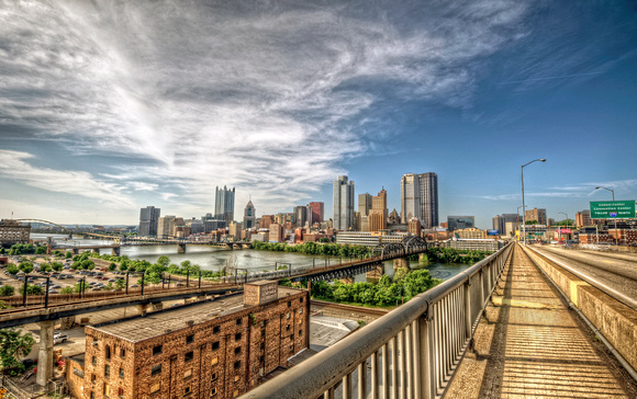 Pittsburgh skyline from Liberty Bridge HDR