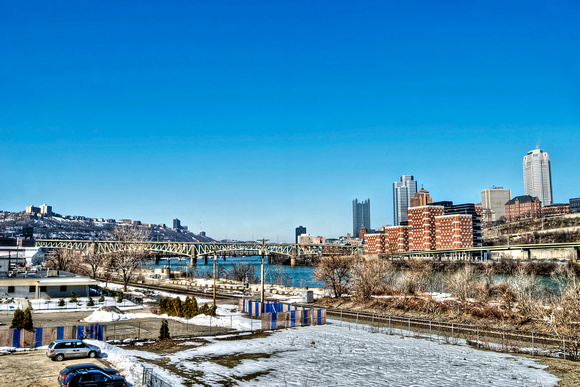 Pittsburgh skyline from 10th St. Bridge HDR