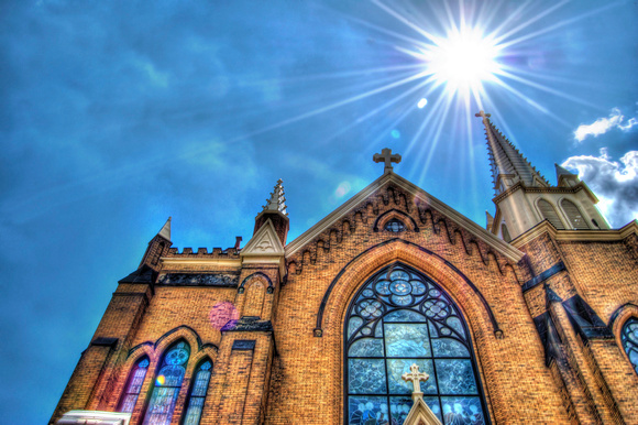 Sunflare over St. Mary on the Mount HDR