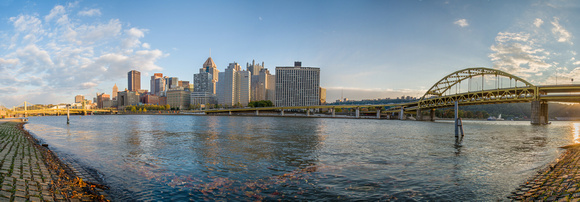 A panorama of Pittsburgh during sunset from the North Shore
