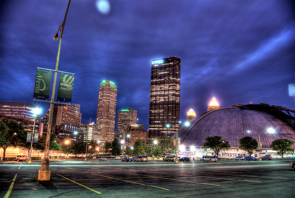Mellon Arena and the Pittsburgh skyline HDR