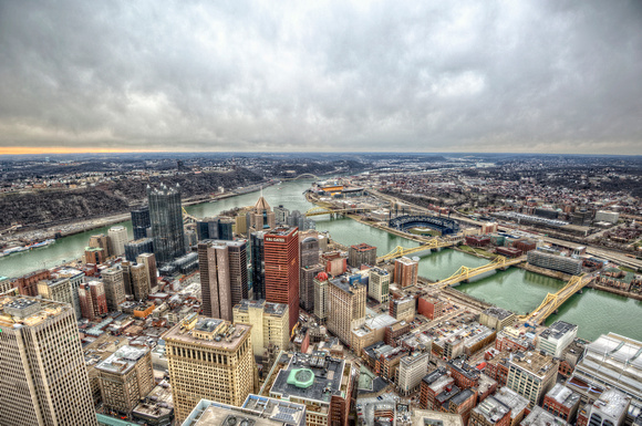 The Point in Pittsburgh from the top of the Steel Building HDR