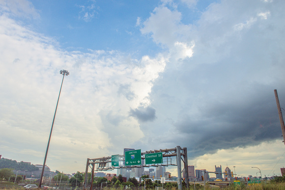 Clouds begin to gather over the city of Pittsburgh